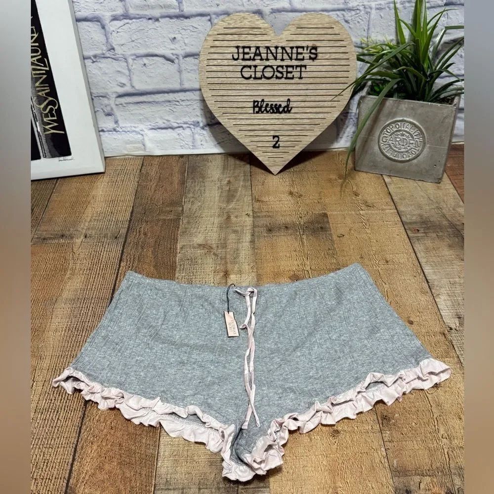 Victoria’s Secret Size L Grey Gray Drawstring Lounge Sleep Shorts nwt